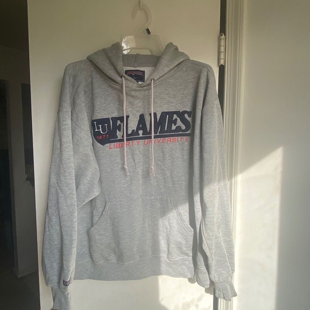 Jansport Liberty University Flames Gray Hoodie Sweatshirt‎ Size L